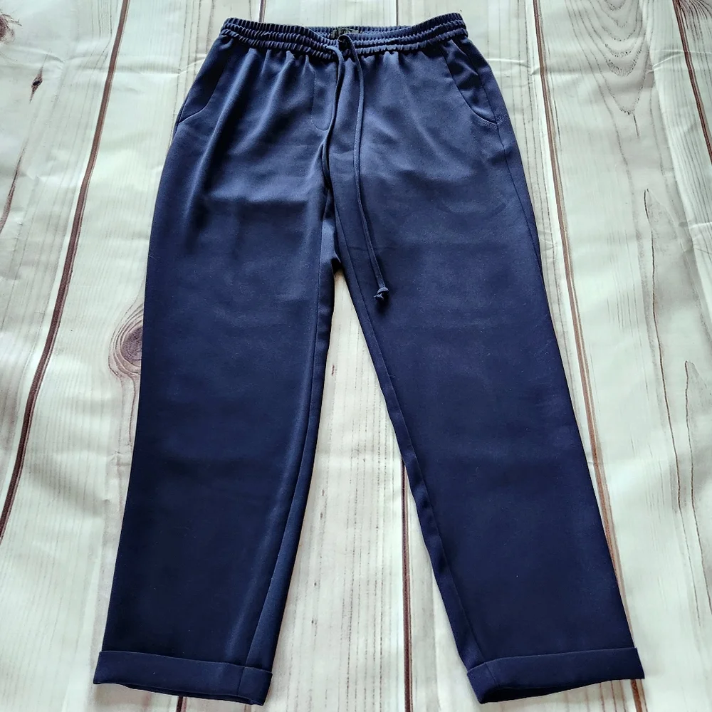J. Crew Navy Blue Drawstring Jogger Ankle Trouser Pant #03341 | Women's Size 2
